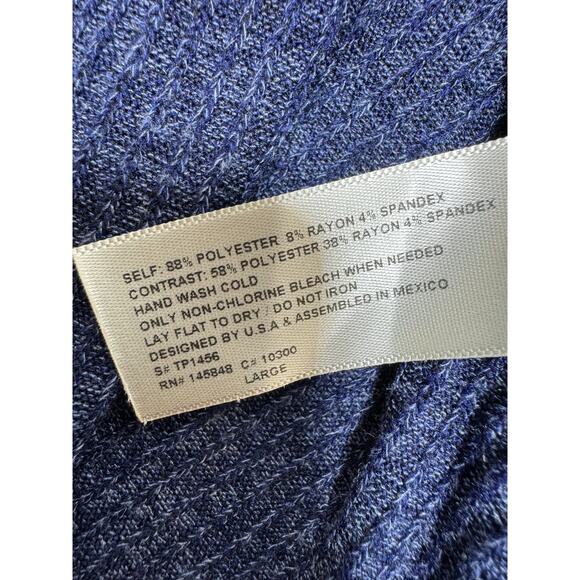 Cal Style Blue Purple Mix Media Print Cowl Neck Tunic Sweater Sz Large Boho - Picture 8 of 8